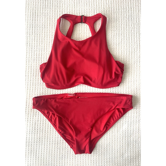 Athleta Bikini 2 Piece Set Size 34 B / C  Medium High Neck - Picture 2 of 6